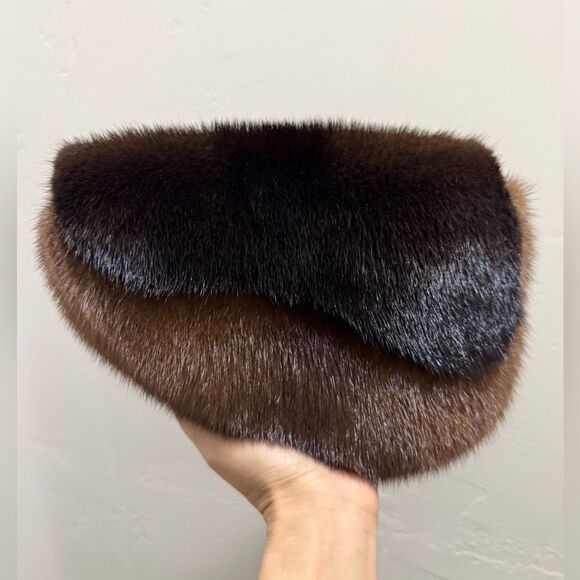 Brown Real Mink Fur Handmade Asymmetric Saddle Bag/Bumbag/Crossbody & 2 Straps - Picture 4 of 16